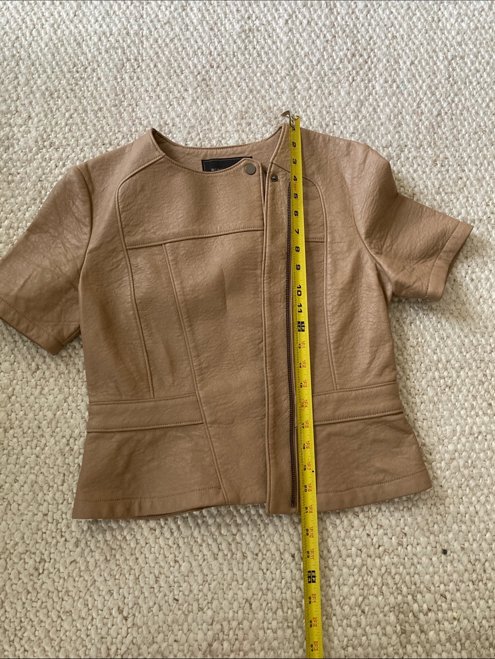 Vegan Leather BCBGMaxAzria Tan Short-Sleeve Top - Picture 11 of 11